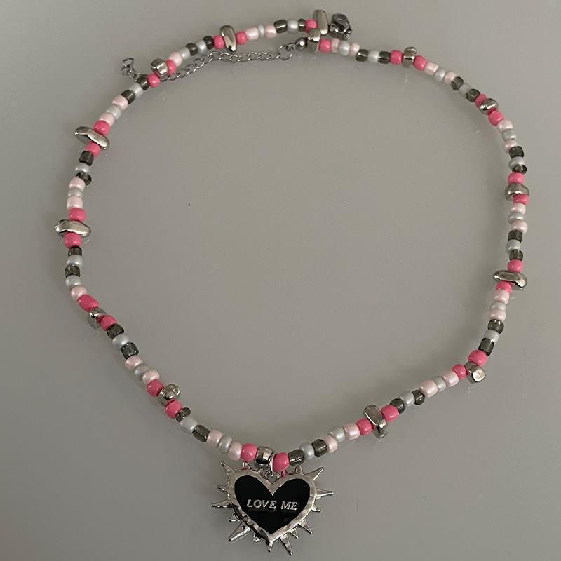 Original Design Black Heart Thorn Beaded Necklace view 3