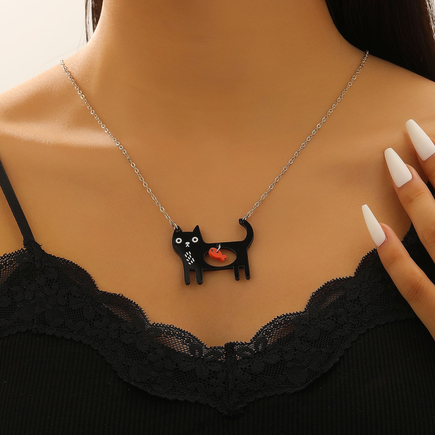 Cute Dog Cat Cartoon Necklace Ins Creative Collarbone Chain view 2