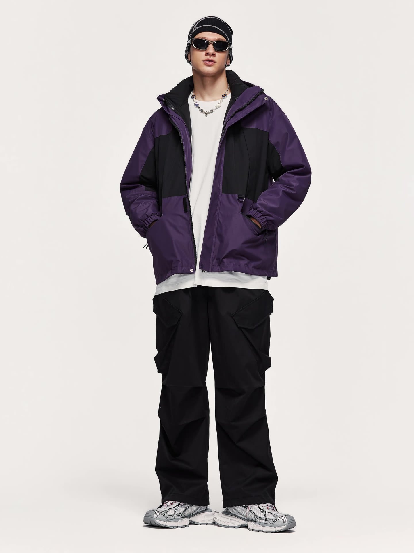 Outdoor Three-in-one Fleece-lined Thickened Removable Three-proof Two-piece Down Cotton Jacket view 3