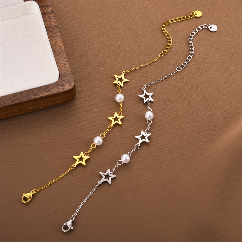Xingyue Zircon Pearl Titanium Steel Bracelet Female Niche view 5