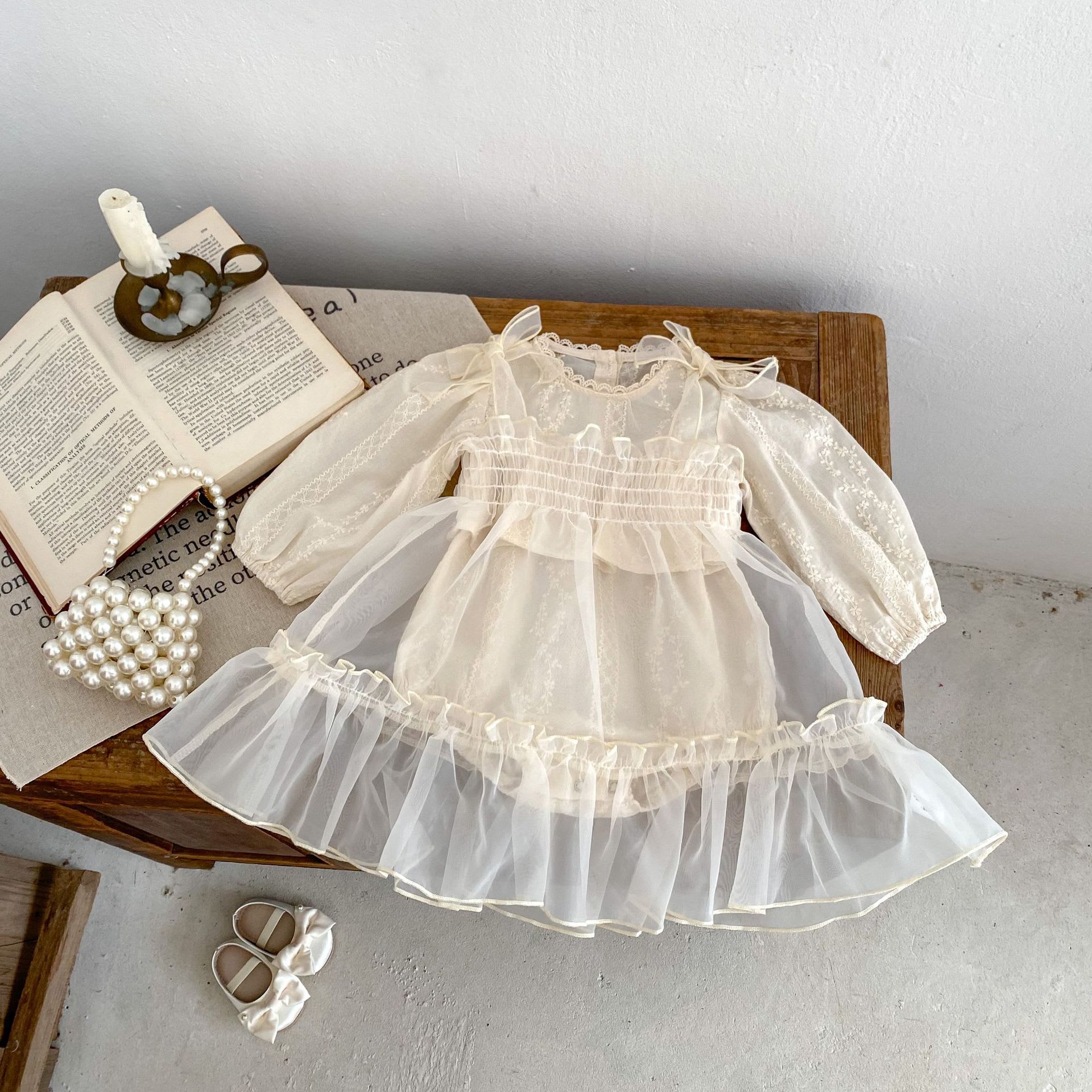 New Lady Puff Sleeve Small Skirt Design Sense Long Cuff Jumpsuit Baby Girl view 6