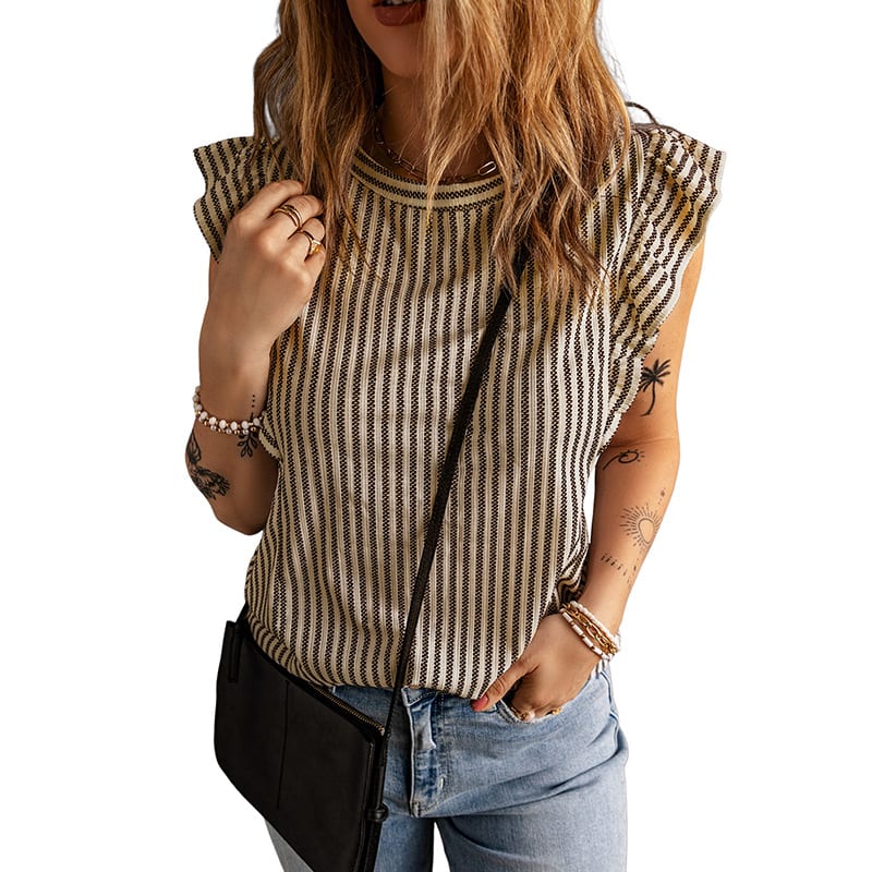 Shiying Ruffled Sleeveless Outer Wear Women's Top Slim Pullover Vest view 8