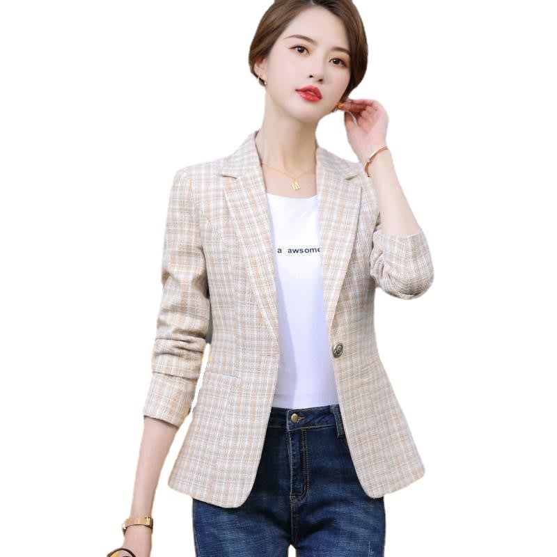 Korean Style British Casual Plaid Short Suit view 2