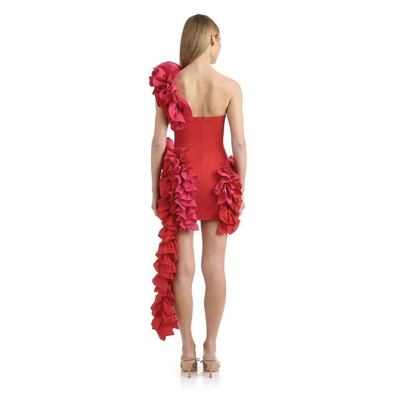 Bandage One-piece Dress Folding Side Birthday Party view 4