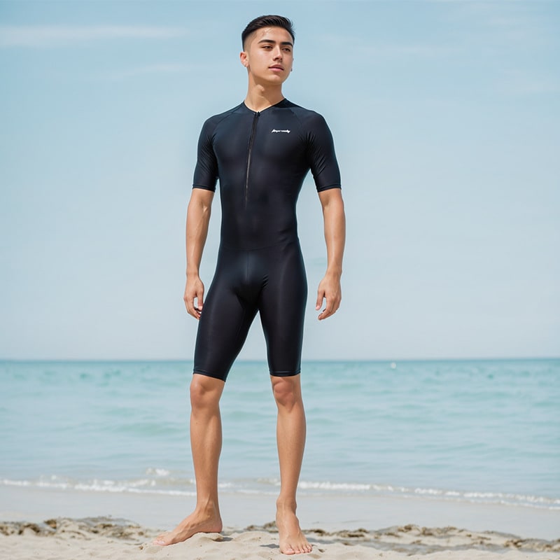 Men's Quick Drying Short Sleeved One-piece Swimsuit view 4