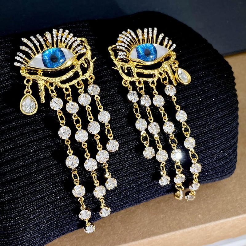 Zircon Long Tassel Earrings Vintage Artificial Crystal view 3