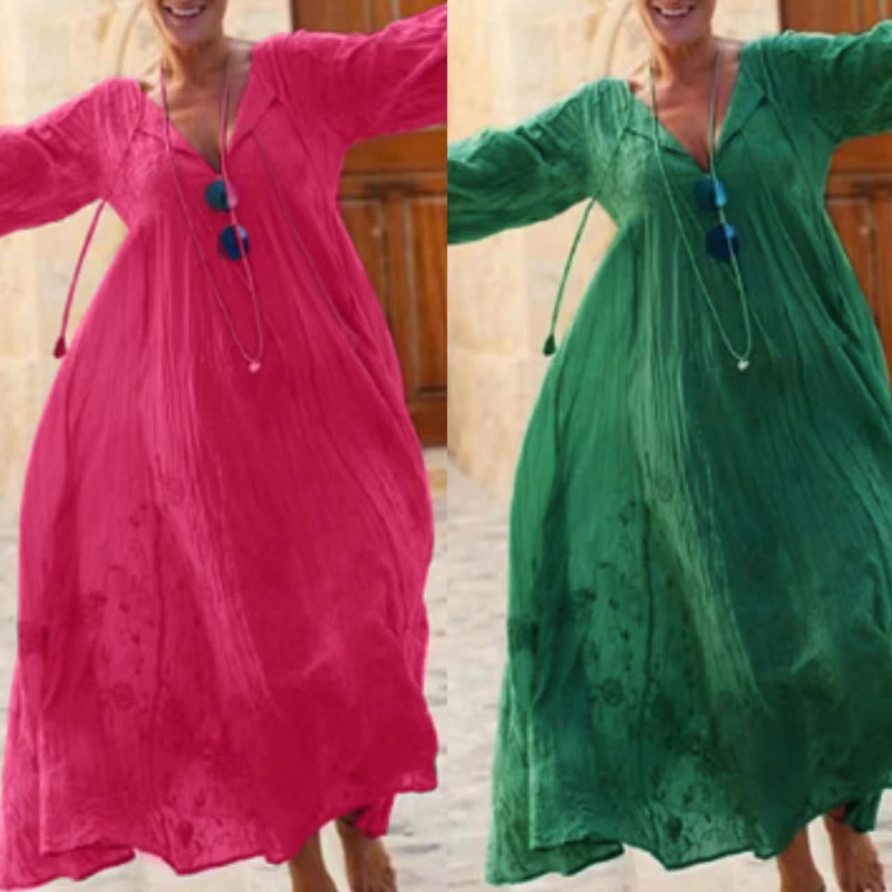 Summer Stitching Short Sleeve High Waist Pure Color Dress view 2