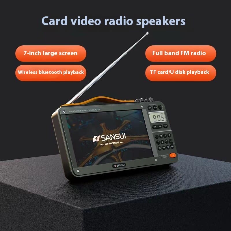 Home Elderly Radio Full Band Bluetooth Speaker HD Video Player view 1