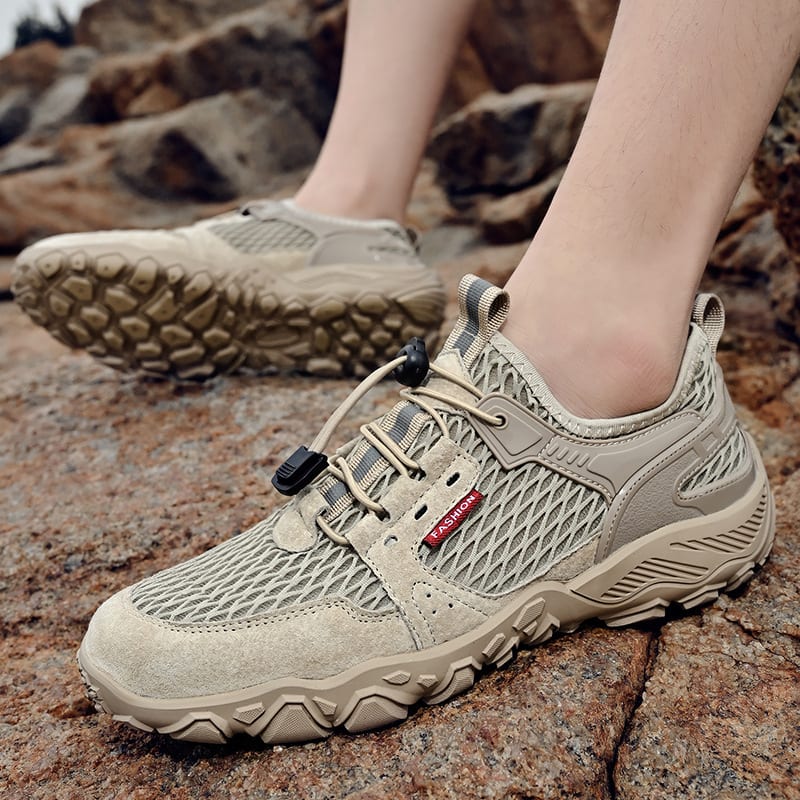 Men's Summer Leather Breathable Outdoor Sports Casual Shoes Non-slip Soft-soled Mesh Surface Hiking Shoes view 14