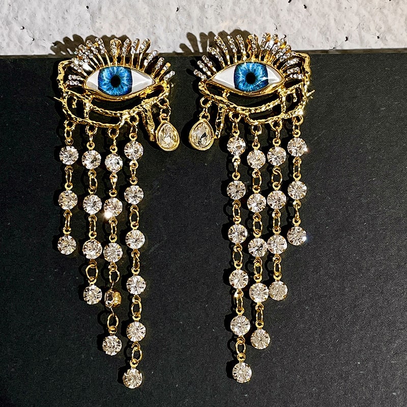 Zircon Long Tassel Earrings Vintage Artificial Crystal view 4