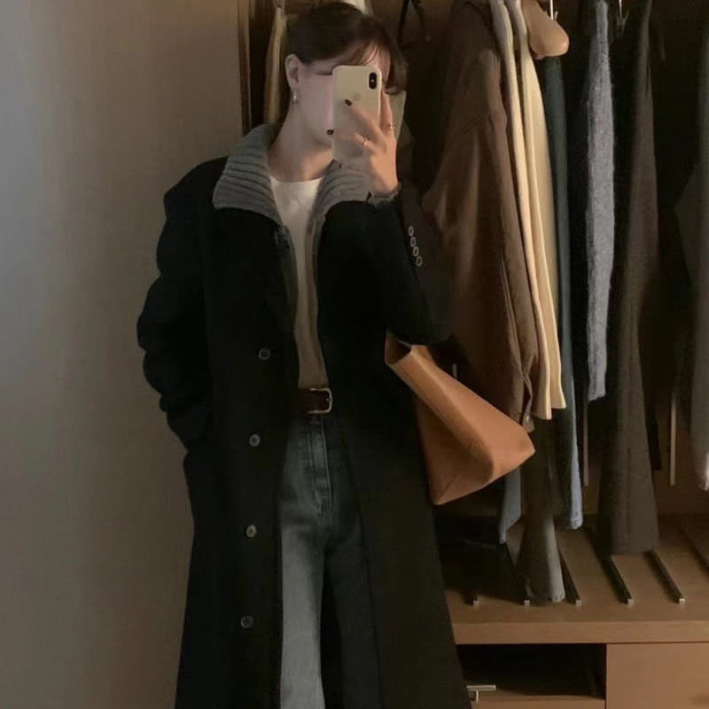 Loose Versatile Below The Knee Long Woolen Coat view 5