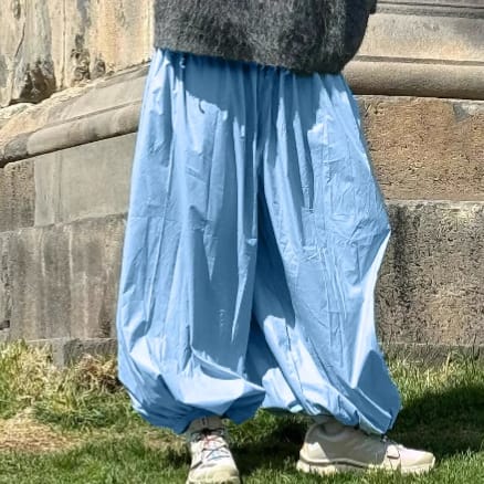 High Waist Pure Color Ankle-tied Wide Bloomers Harem Pants view 6