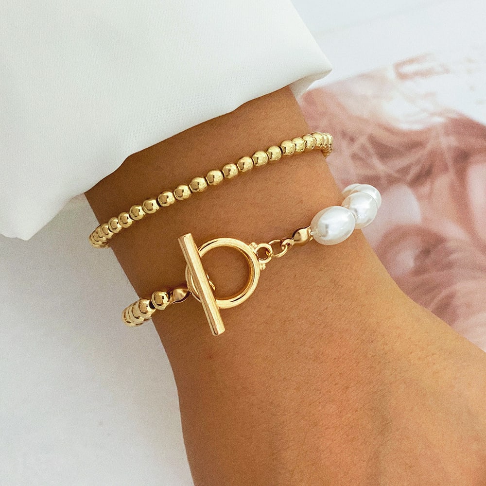Punk Exaggerated Round Beads Chain Multi-layer Bracelet view 2