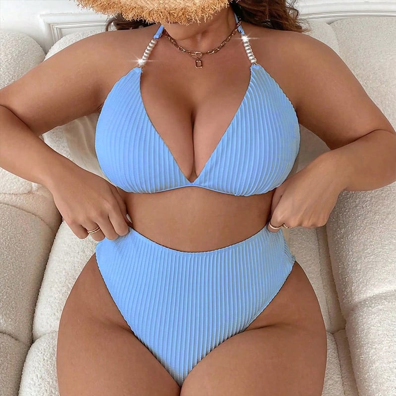 Halterneck With Suspenders Plus Size Swimming Beachwear Women's view 9