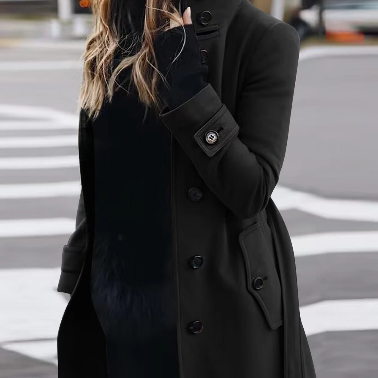 Autumn Winter New Woolen Coat Women's Slim Fit Cardigan Large Coat Women Long Sleeve Single Breasted Stand Collar Woolen Coat view 13