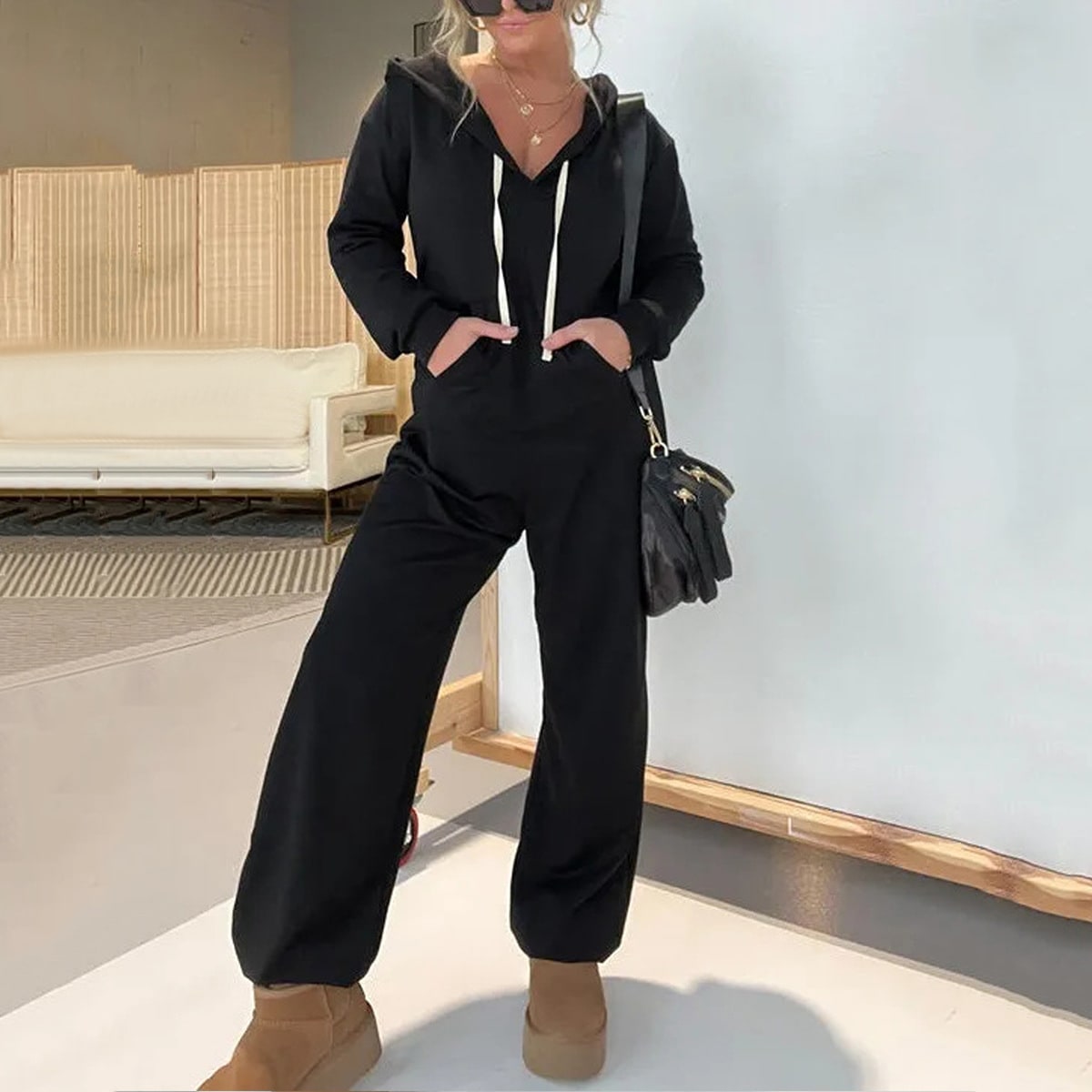 Polyester Women's Autumnwinter Jumpsuit Sweater Suit view 2