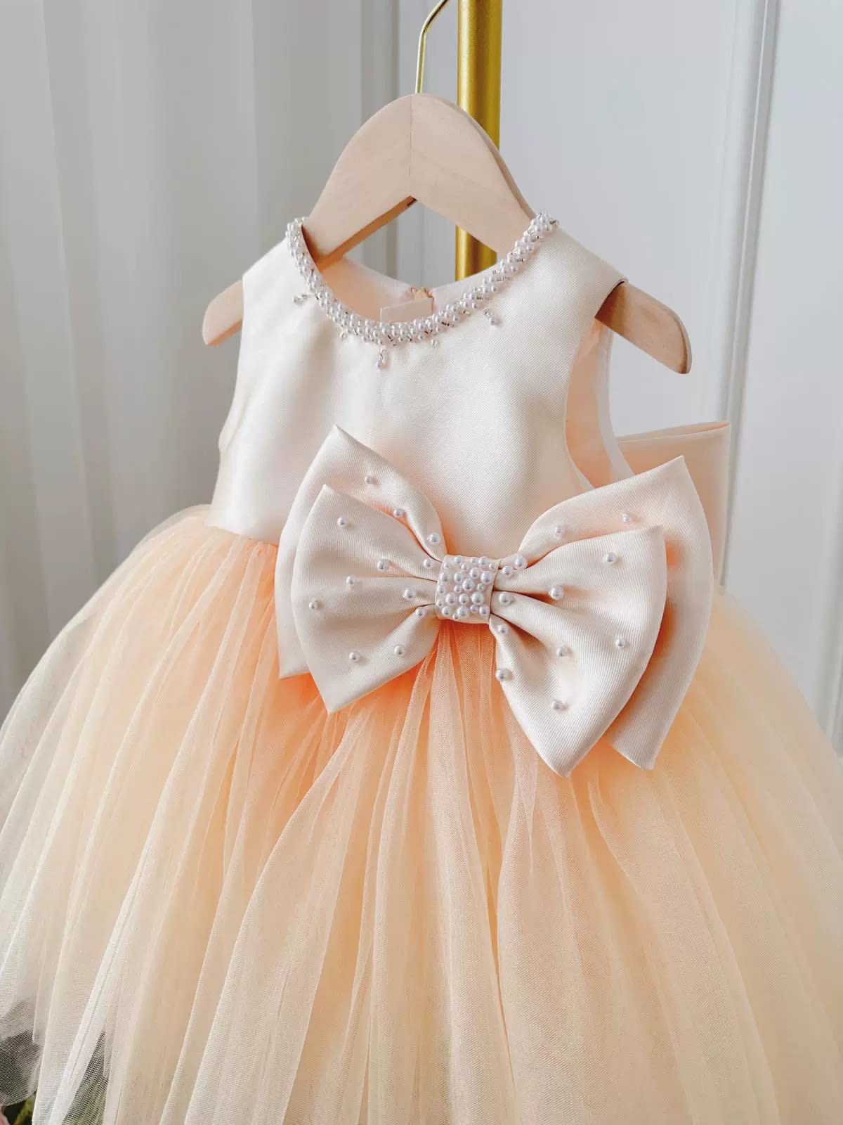 Children's Dress Girls' Summer Long-sleeve Coat Pettiskirt Champagne Big Bow High-waisted Gauzy view 15