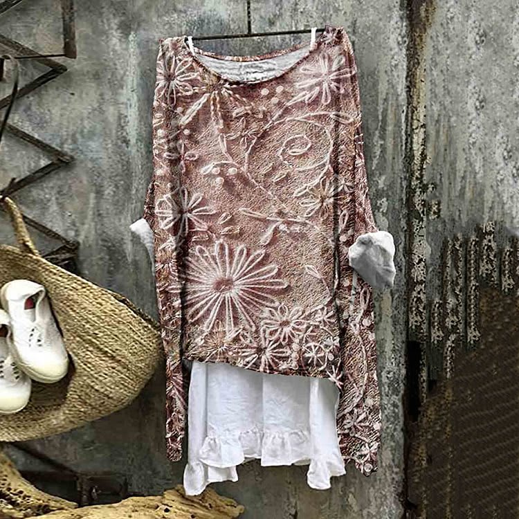 New Casual Long Sleeve Loose Printed Women's T-shirt