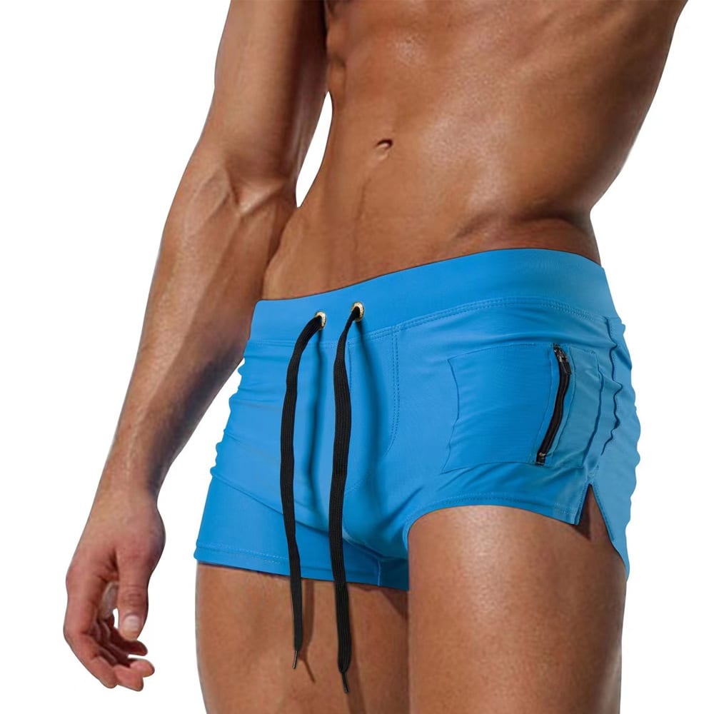 Men's Polyester High Waist Tight Lace-up Swimming Trunks view 2