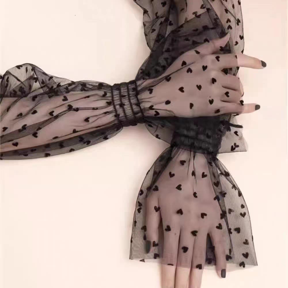 Ladies' Mesh Sun Protection Love Polka Dot Gloves view 2