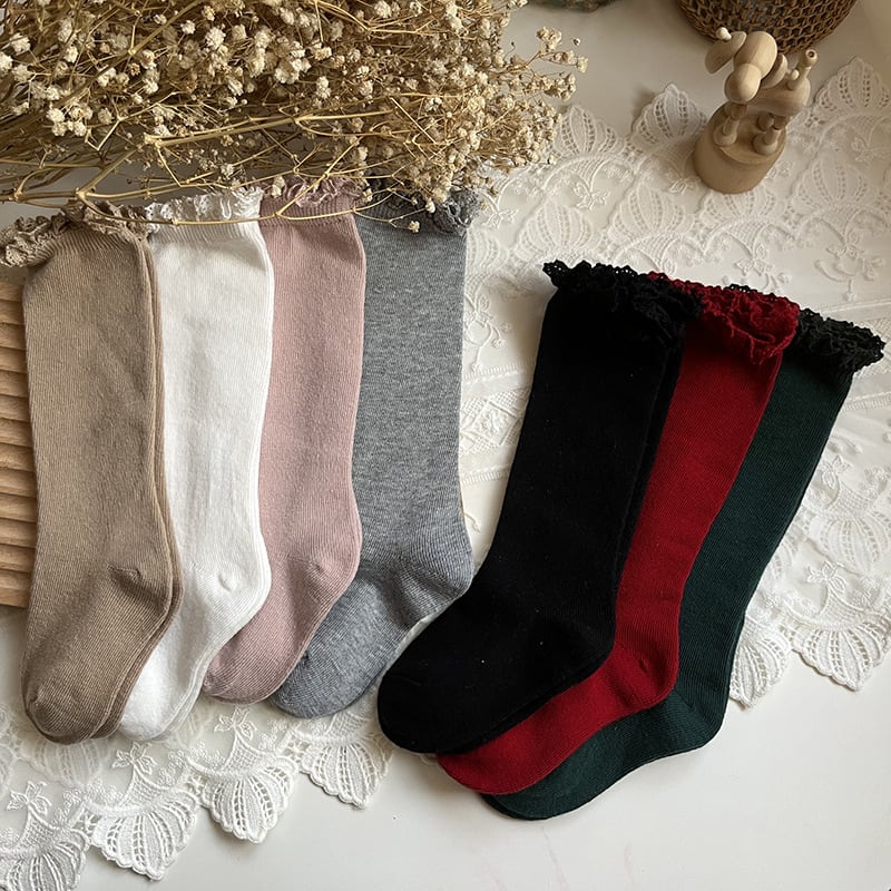 Mid-calf Lace Combed Cotton Baby Socks view 5