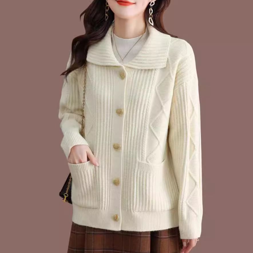 Outerwear Loose Casual Stretch Long Sleeve Sweater view 8