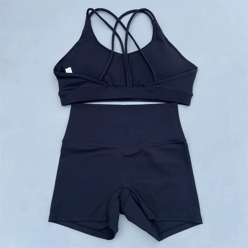 Solid Color Women's Tight Yoga Cycling Shorts Underwear Suit view 12
