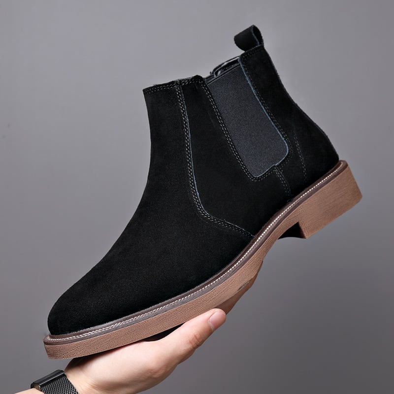 Men's Suede Leather Autumn And Winter New Fleece-lined Pointed Ankle Boots view 8