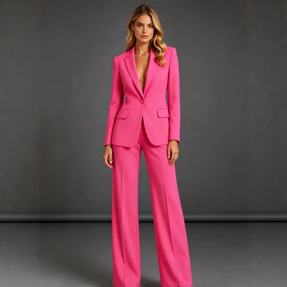 Women's Casual Suit Set - Slim Fit Blazer and Dress Pants Two Piece Office Outfit