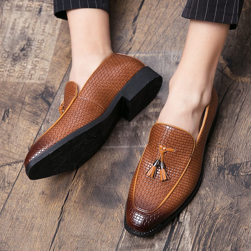 Pointed Men's Slip On Leather Shoes view 20