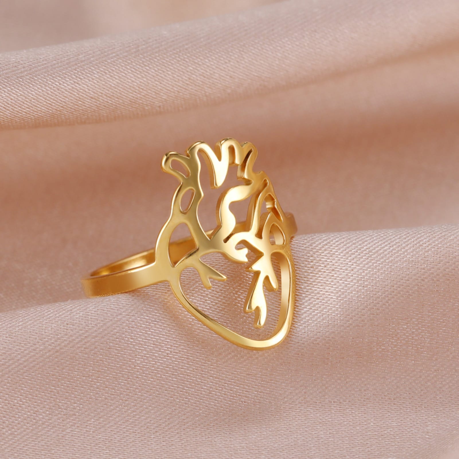 Cut Titanium Steel Hollow-out Brain-shaped Ring
