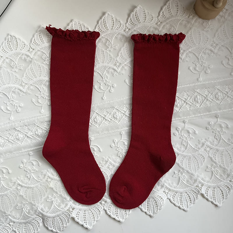 Mid-calf Lace Combed Cotton Baby Socks view 17