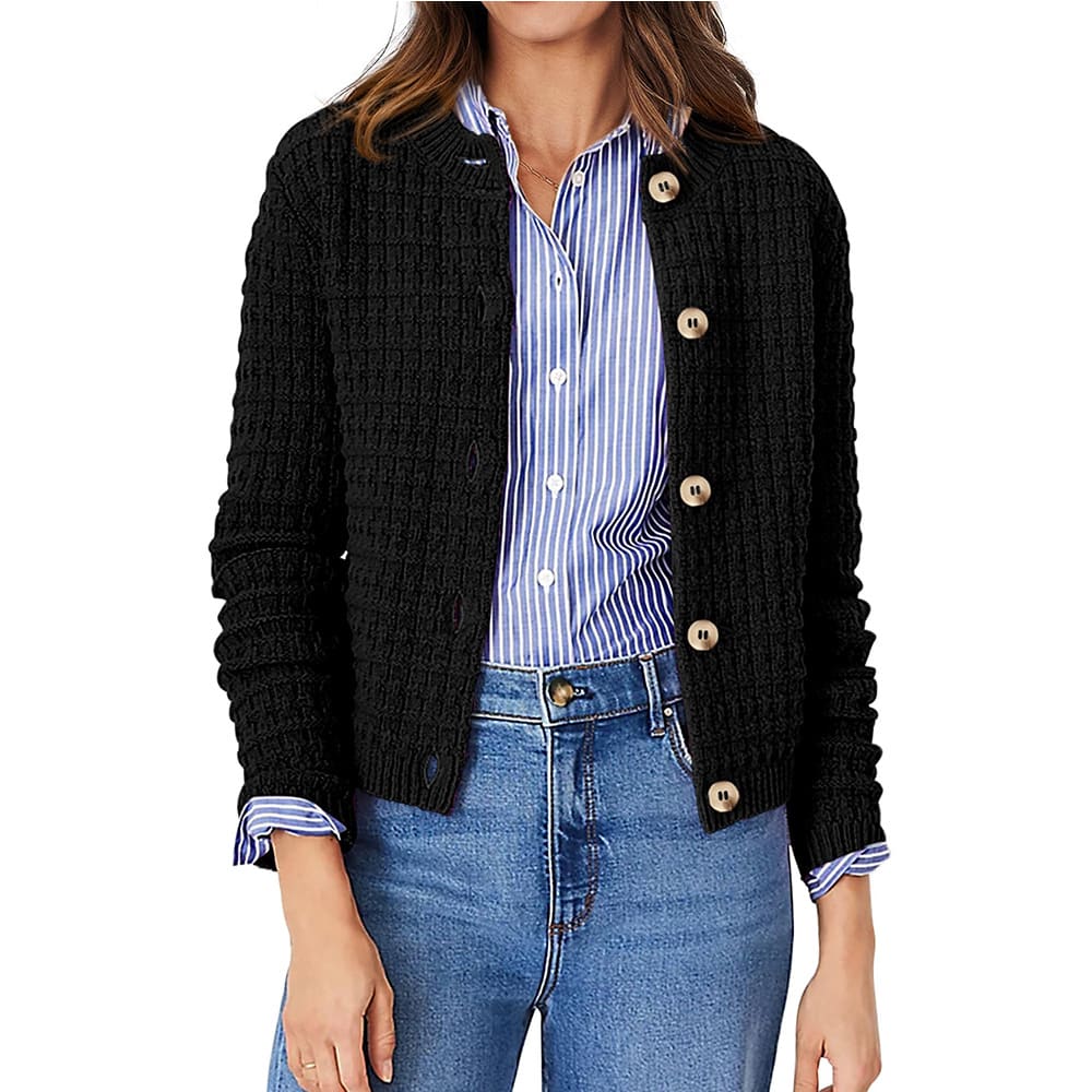 Women's Solid Color Commute Knitted Cardigan Casual Sweater Coat view 3