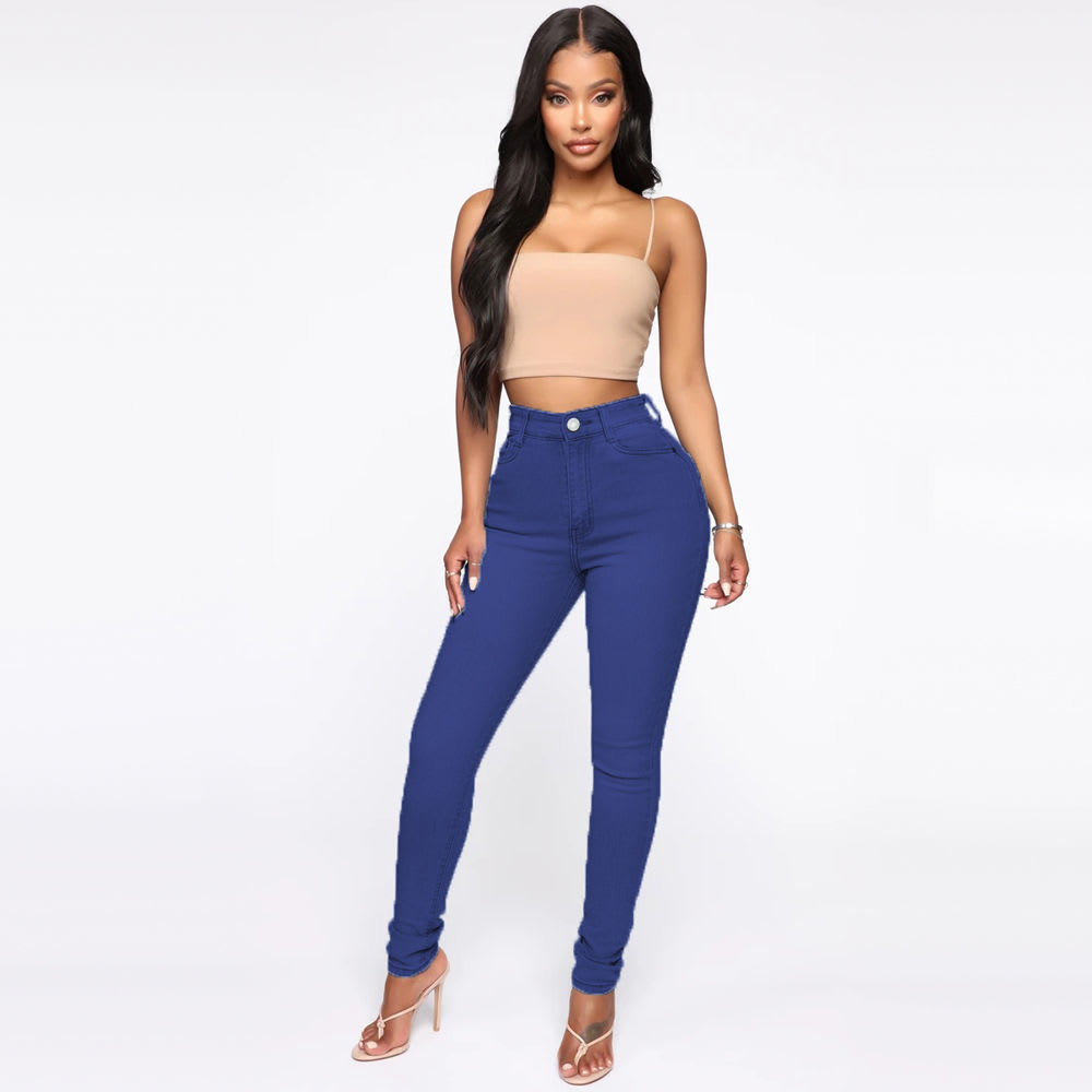 Slimming Jeans Pants For Women High Waist Trousers With Pockets view 1