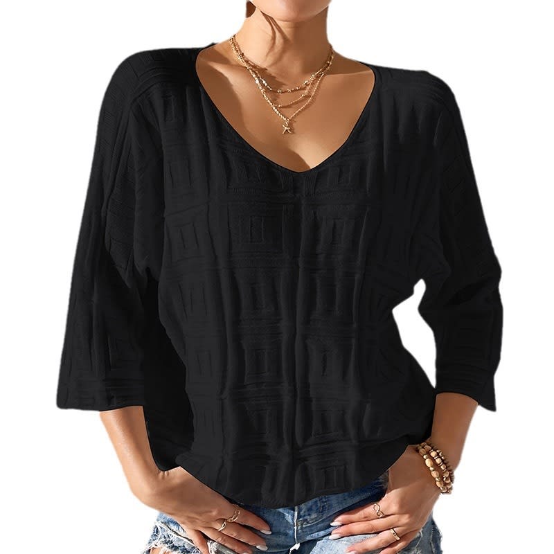 Solid Color Sweater Simple Loose Casual Top view 1