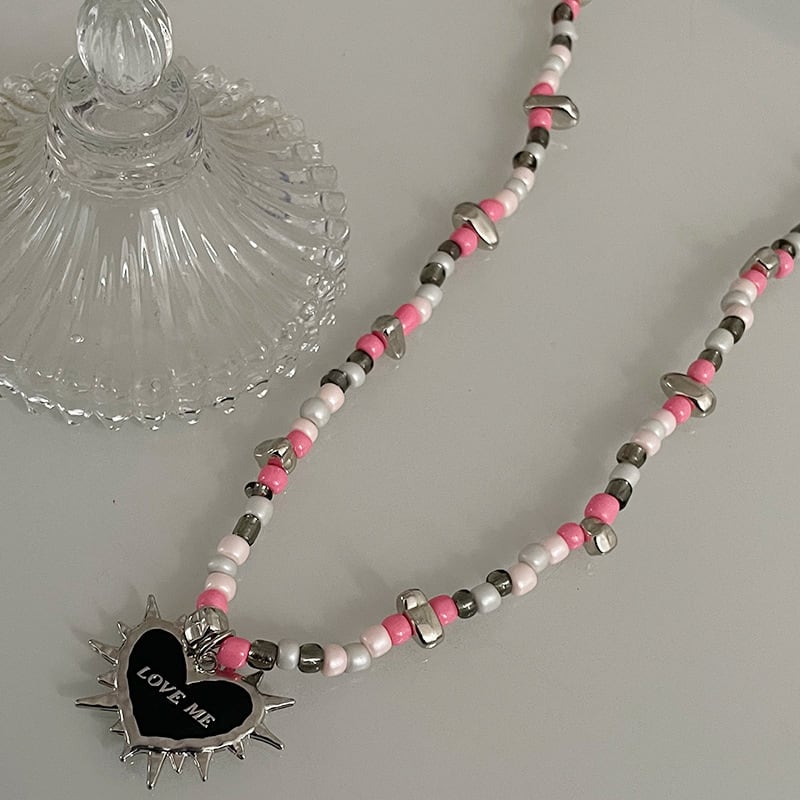 Original Design Black Heart Thorn Beaded Necklace view 6
