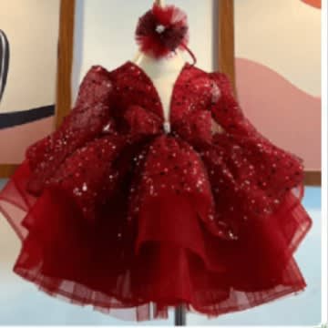 Western Style Girl Princess Dress Birthday Fluffy Bride Flower view 4