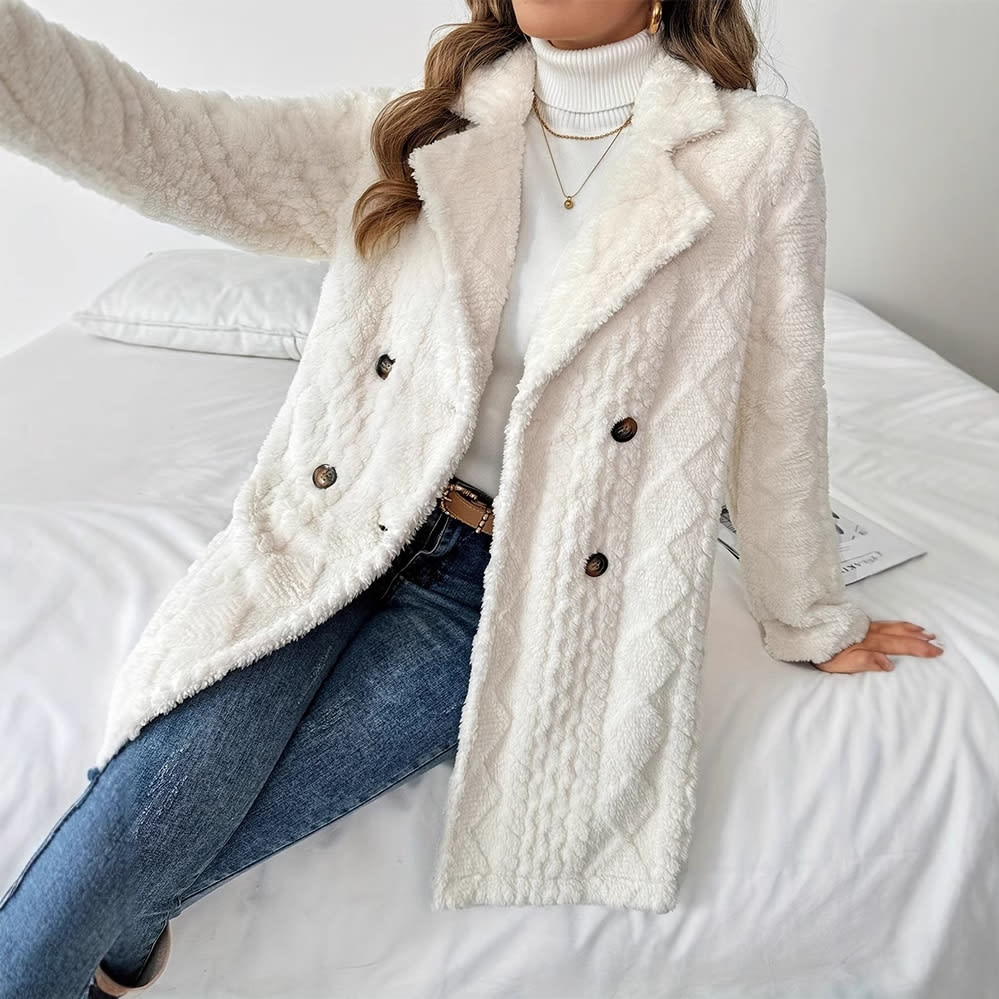 Warm Double Breasted Coat For Women view 3