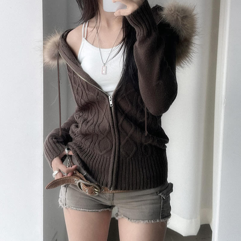 Retro Twist Zipper Cardigan Sweater Slim Fit view 3