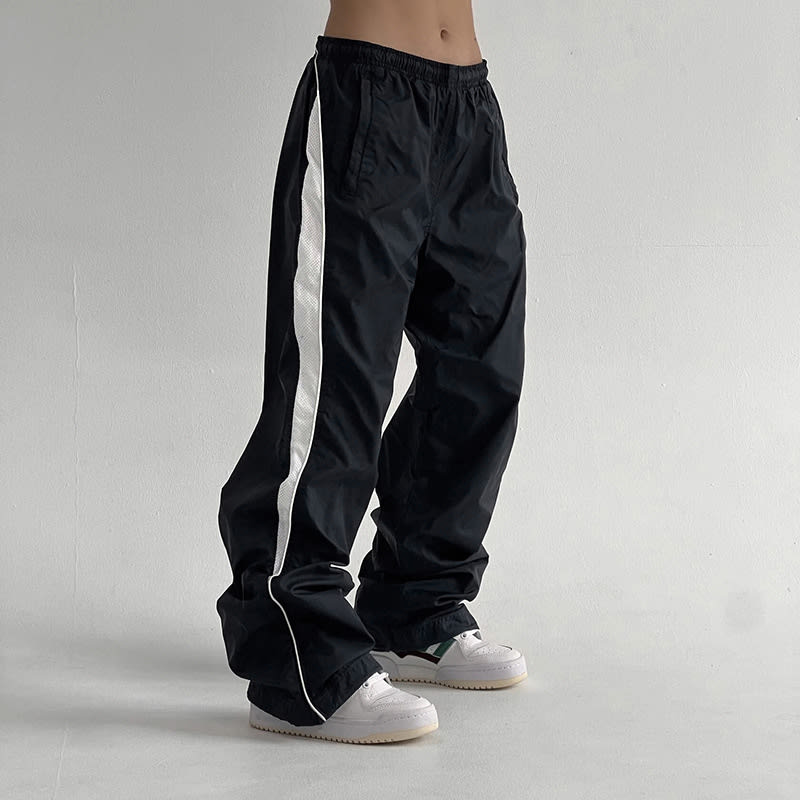 American Street Style Stitching Lightweight Woven Pants Low Waist Loose Casual Pants view 5