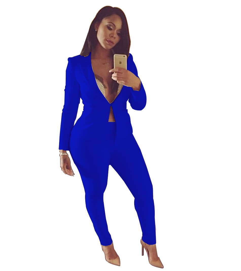 Solid Color Plus Size Suit Pants Two-piece Set view 6