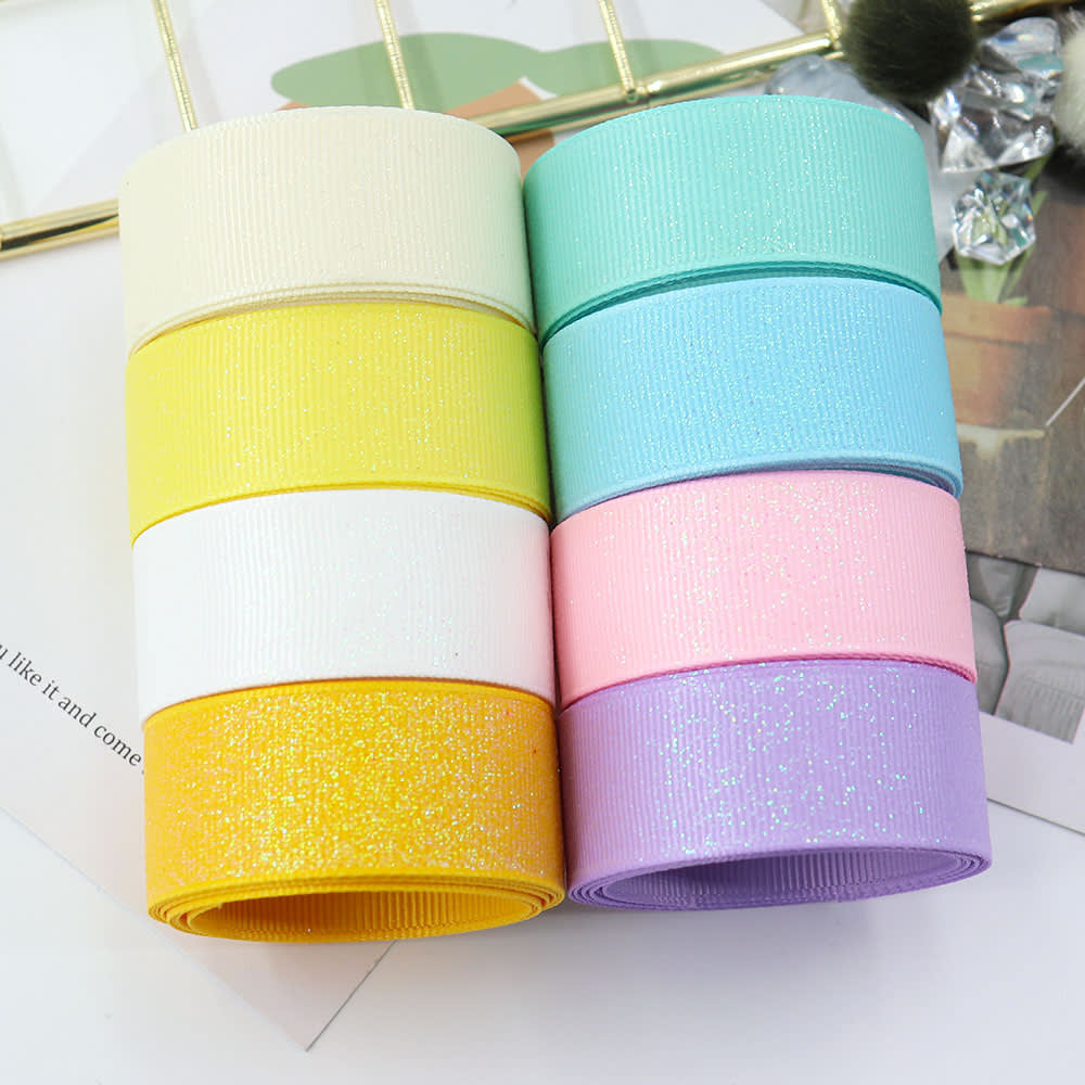 Sprinkle Colorful Glittering Powder Scene Decoration Gift Packaging Ribbed Band Silk Ribbon Webbing view 9
