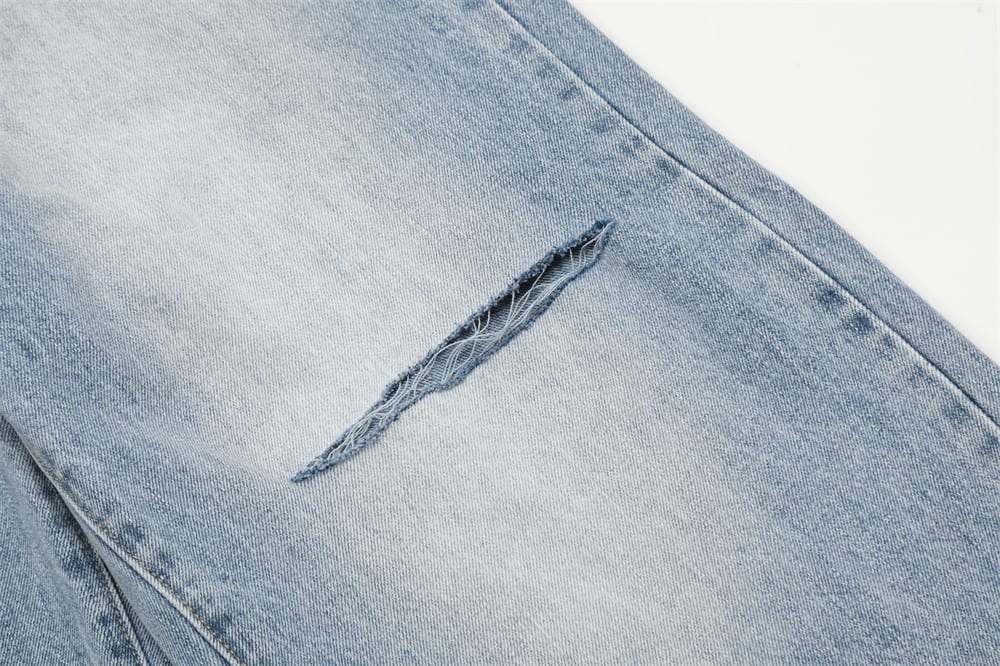 Fashion Knee Hole Denim Trousers Men view 8