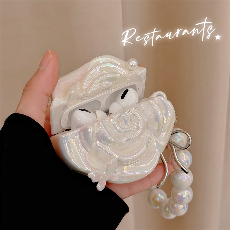 Pearl White Camellia Earphone Case view 4