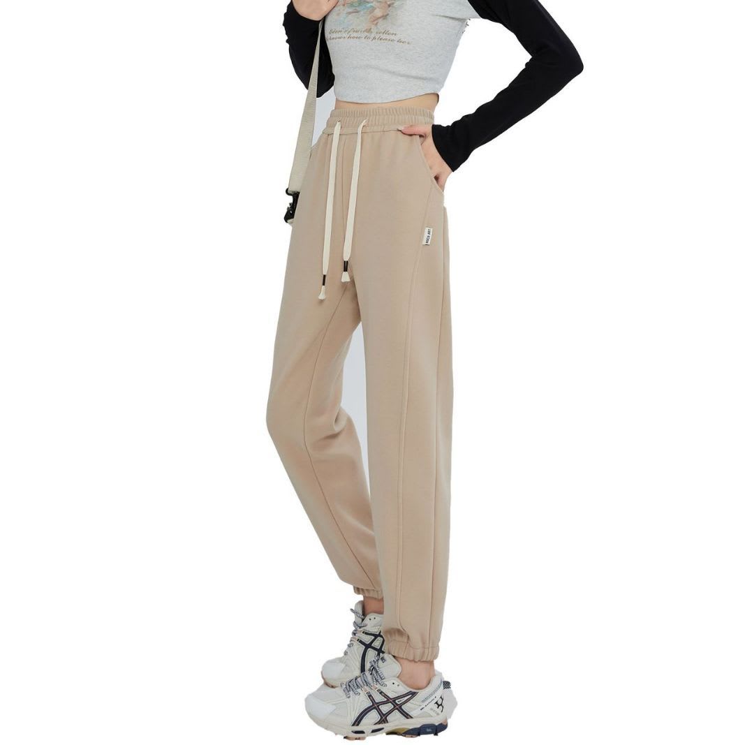 Fleece-lined Thickened Windproof Trousers Casual Pants For Women view 3