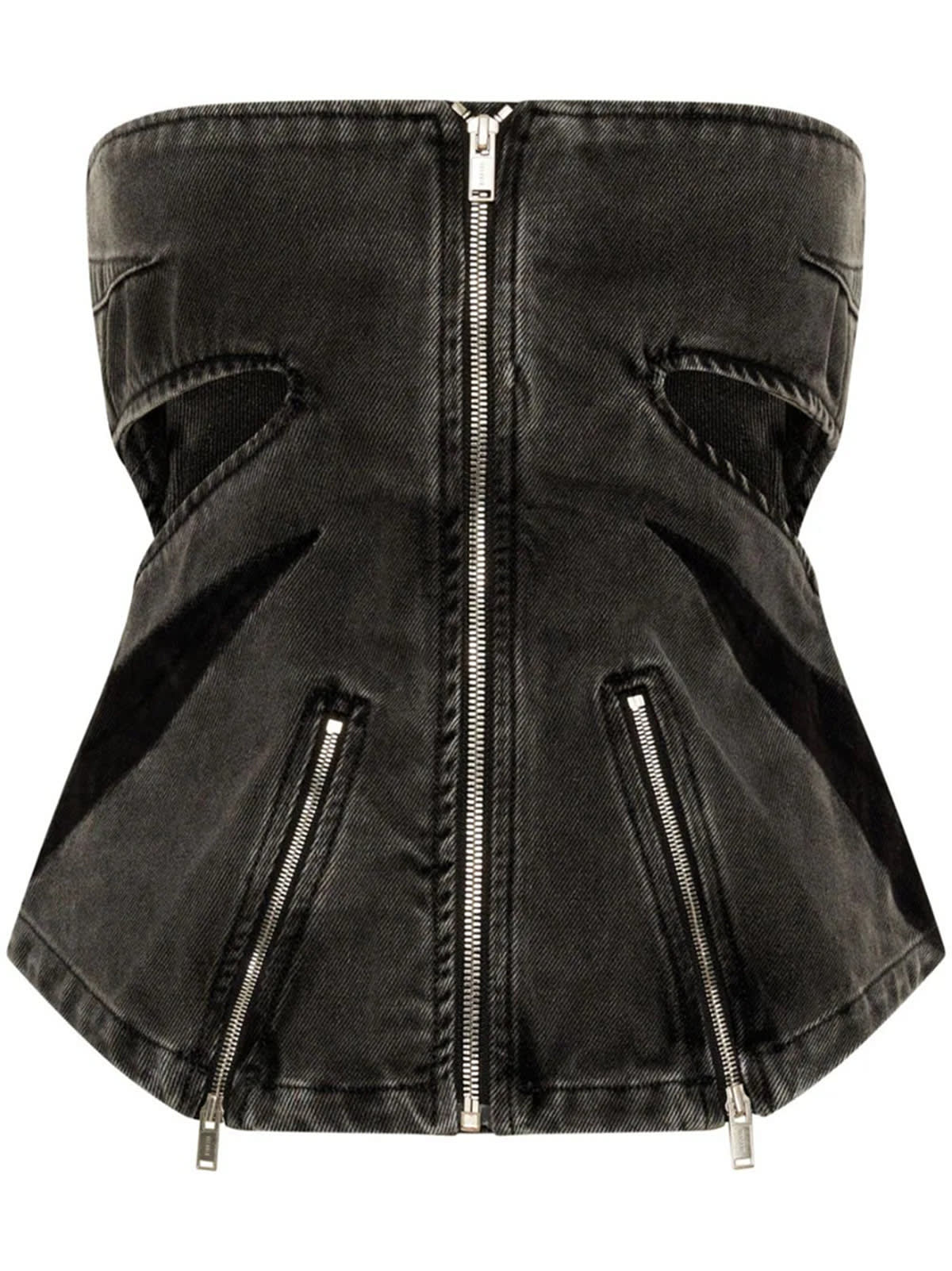 Color Contrast Patchwork Tube Top Three-dimensional Elastic Washed Jeans Two-piece Set view 9
