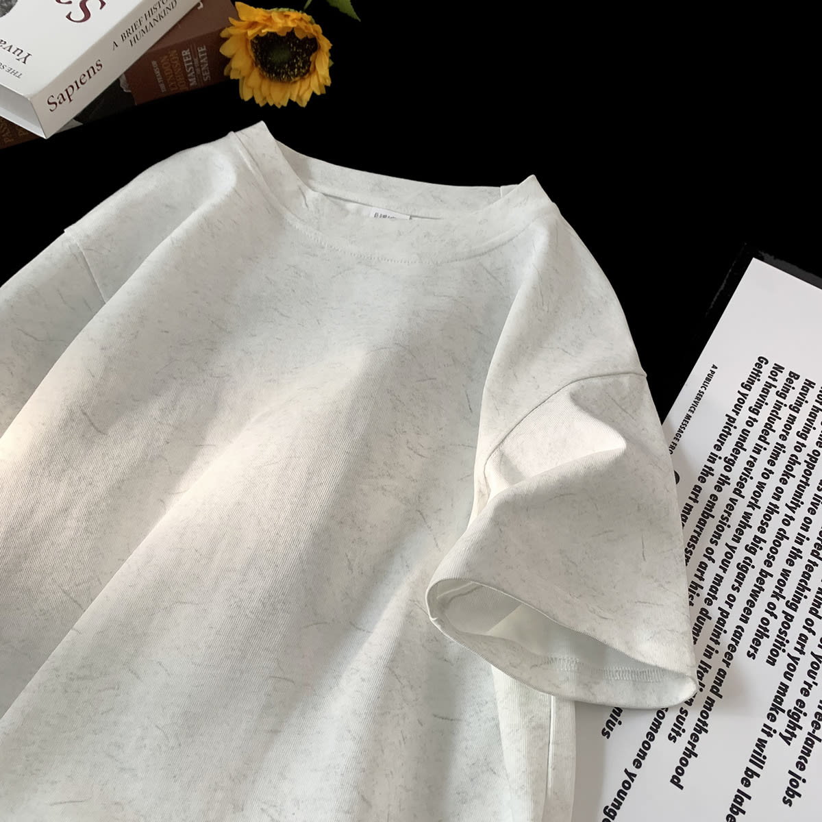 Stone Washed Ice-feeling Tencel Cotton Ice Silk Short Sleeve T-shirt view 3