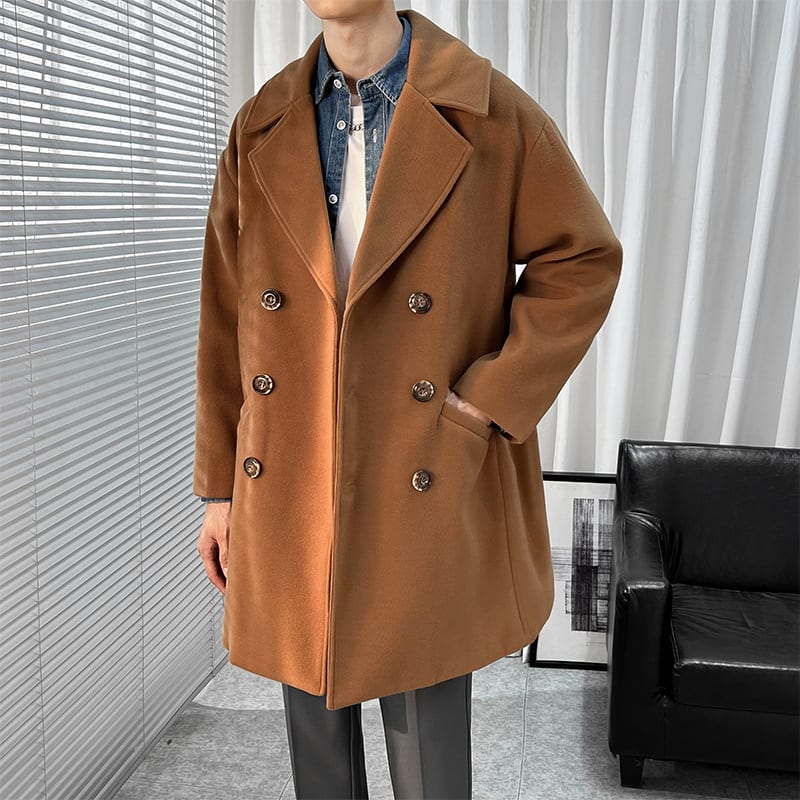 Mid-length Trench The Knee British Style Woolen Coat view 5