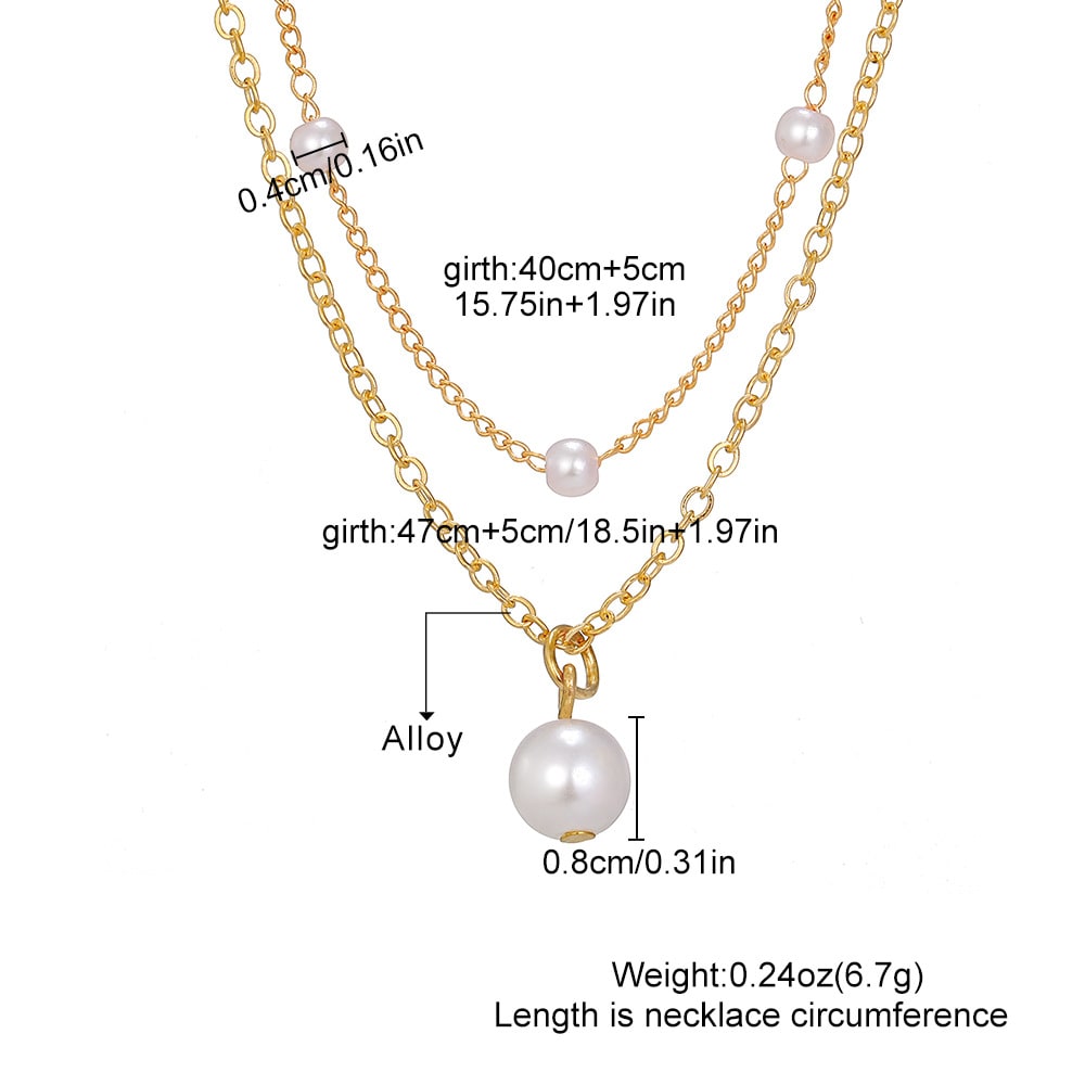 Fashion Jewelry Women's Pearl Tassel Pendant Double-layer Necklace Gold Pearl Necklace For Women view 2