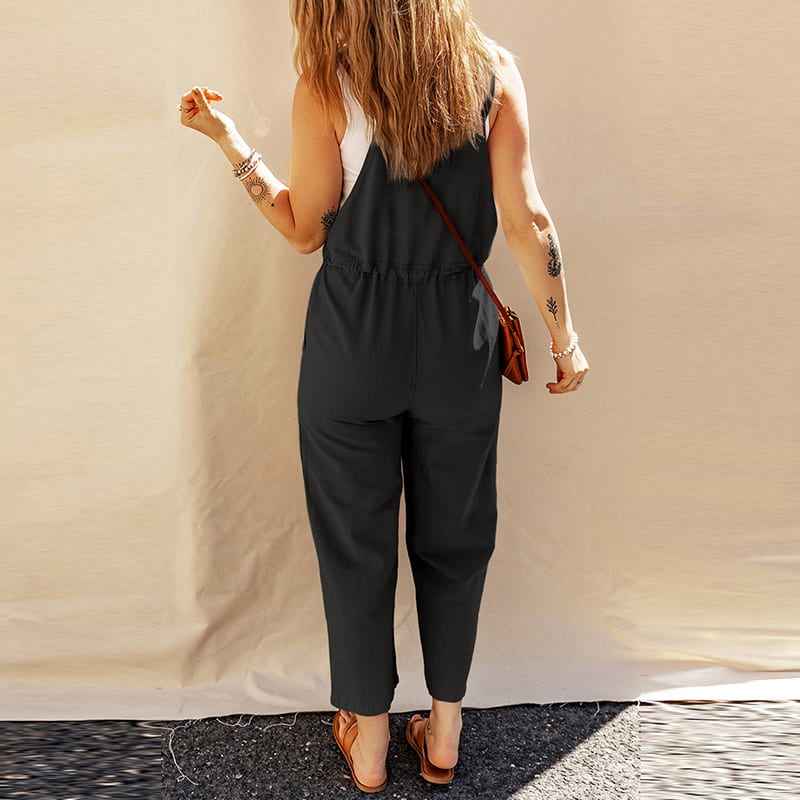 Solid Color Camisole Jumpsuit Loose Sleeveless view 7